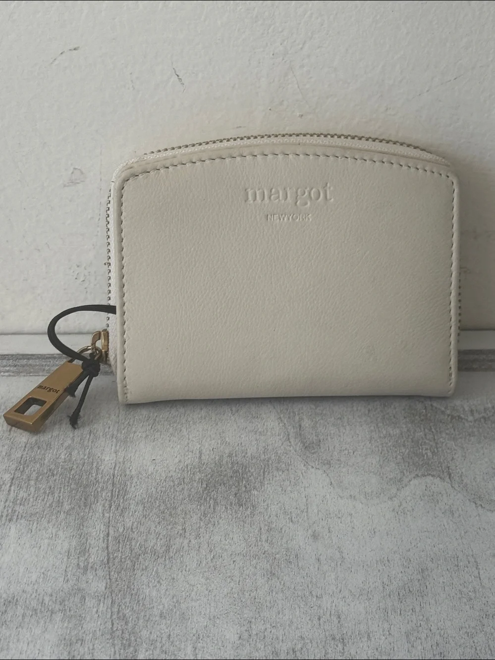 Margot Gina Compact Leather Wallet Off White Cream